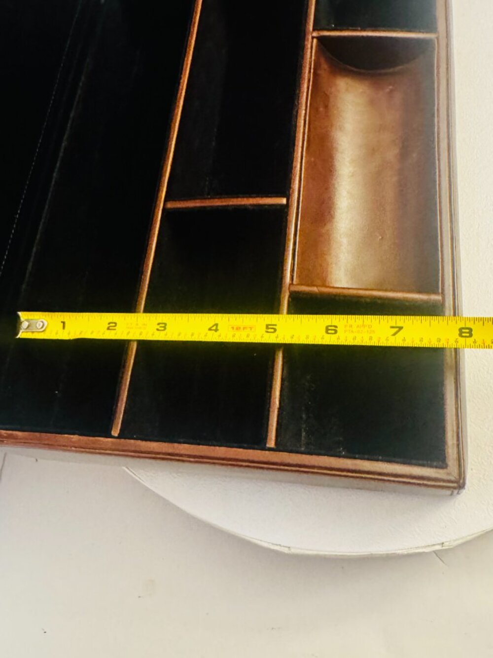 Vtg Leather Dresser Jewelry Box Rare Storage Holder Black Velvet Lining READ - Picture 13 of 16